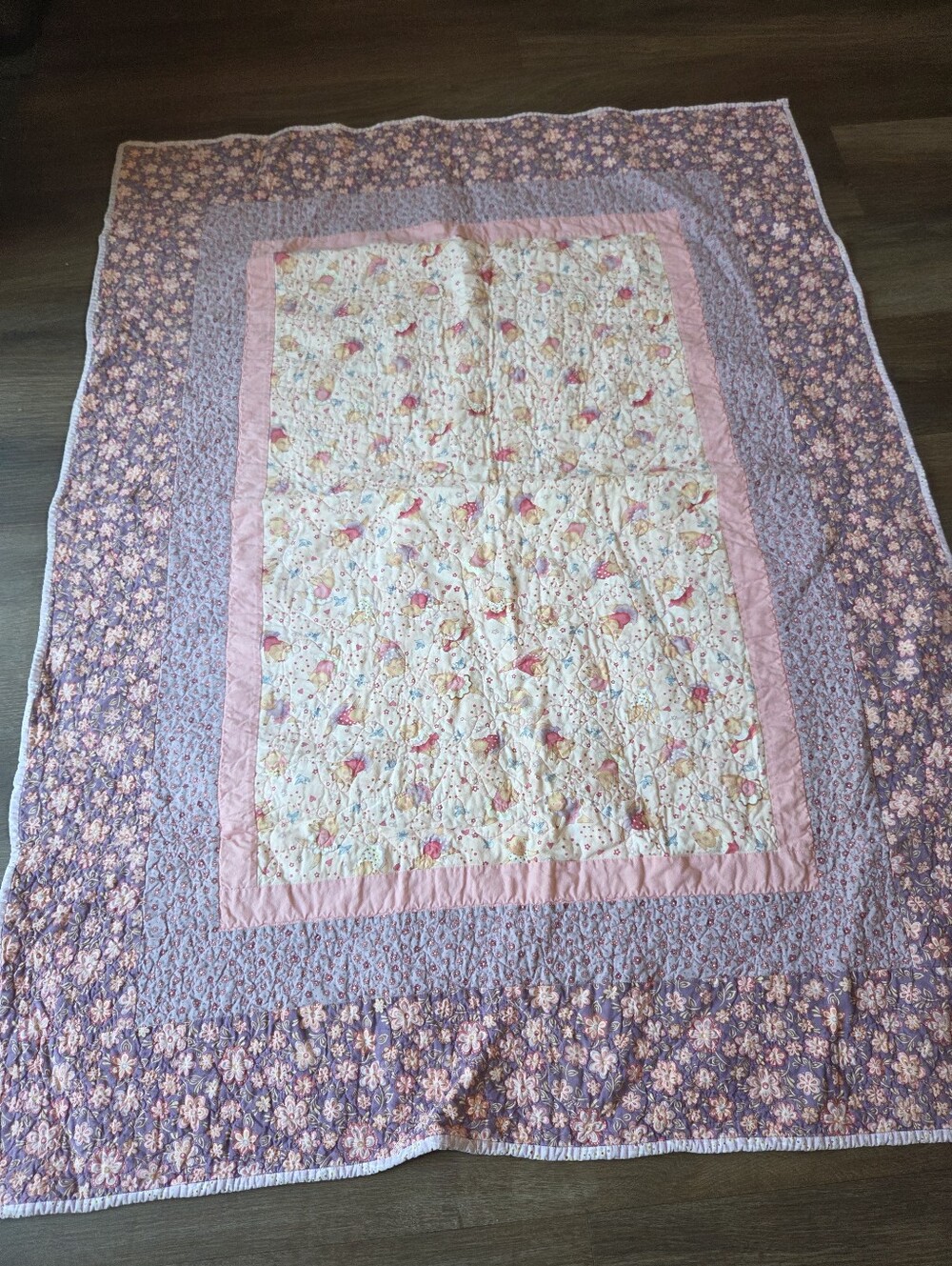 Hand Made Quilted Baby Blanket, Olivia the Pig Dancing Ballet Patchwork Blanket - Picture 2 of 7